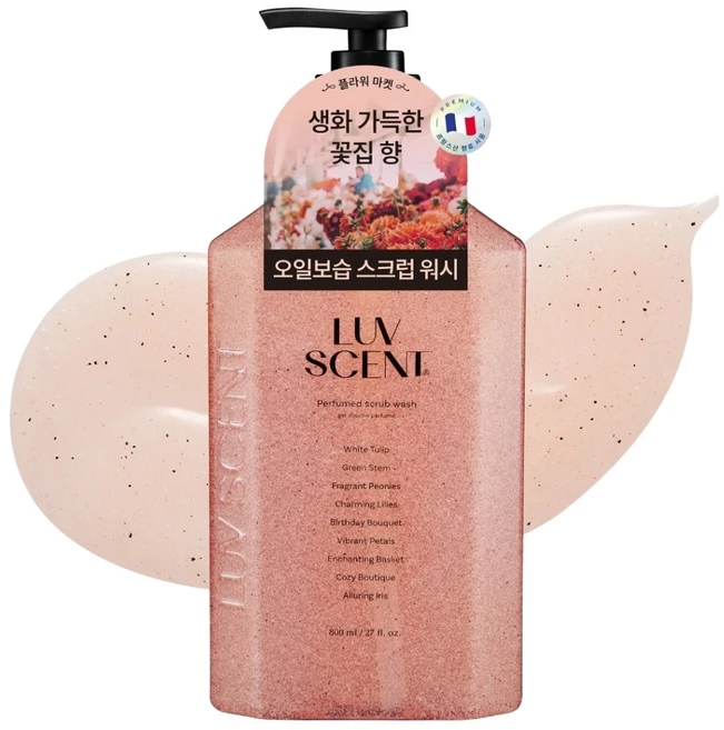 럽센트 스크럽 바디워시 플라워마켓 화이트튤립향, 800ml, 1개 - 쿠팡