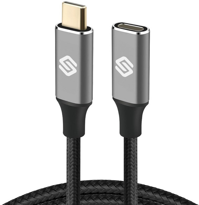 SPACE SHIELD 克羅諾斯 100W USB3.2 Gen2 PD PPS 4K 20Gbps C to C 超高速充電延長線, 黑色, 1個, 1m