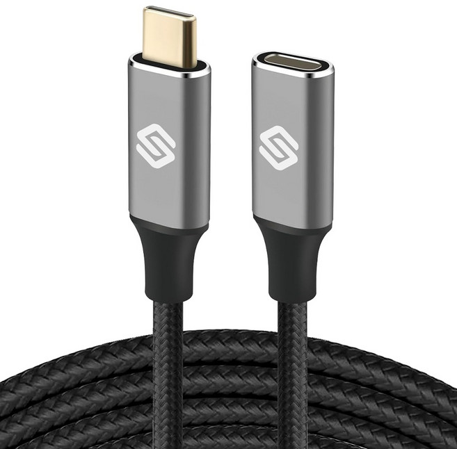 스페이스쉴드 크로노스 100W USB3.2 Gen2 PD PPS 4K 20Gbps C to C 초고속 충전 연장 케이블, 블랙, 1개, 2m