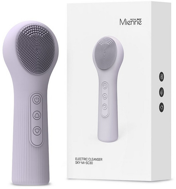 SKY 미엔느 충전식 온열 마사지 실리콘 진동 클렌저, SKY-Mi-SC30, 라일락 퍼플
