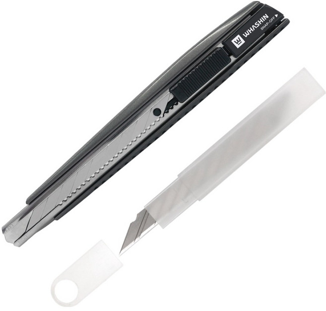 화신 214S 30도 알루미늄 커터칼 소 9mm, 블랙, 1개