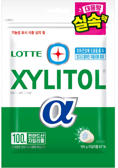 롯데자일리톨 알파 오리지날 추잉껌 리필, 195g, 1개