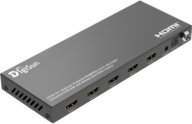 DigiSun 得揚 8K HDMI 2.1 四進一出切換器 + 音訊擷取器 QHA9541, 單一顏色, 1個