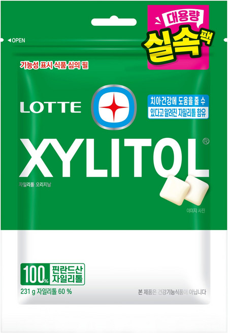 롯데자일리톨 오리지날 대용량 실속팩 리필, 231g, 1개