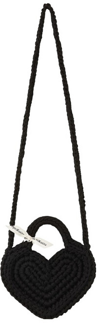 미스티코티타 모어 하트 플랫 미니크로스백 클라라 하트가방 코바늘 뜨개질 DIY 패키지, 블랙, 1개