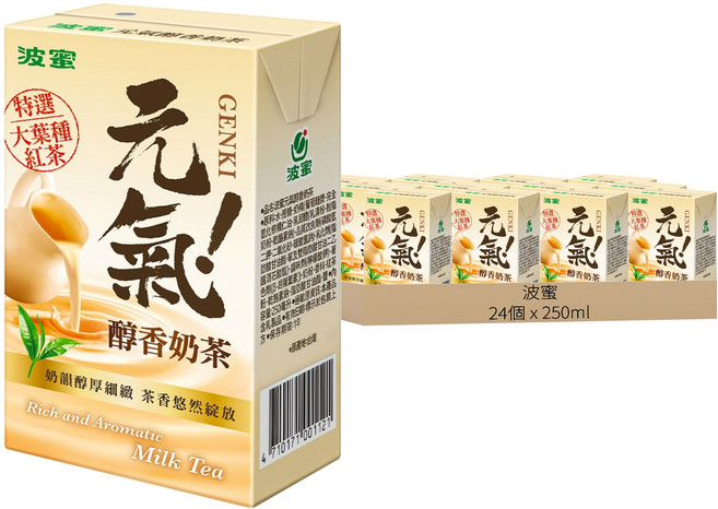 波蜜 元氣醇香奶茶, 250ml, 24個