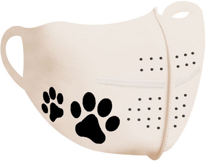 유투스포츠 스탠다드 라이프스타일프로 PRO 강아지 발바닥 PAW 자외선차단 스포츠 마스크, 아이보리(블랙PAW), 1개
