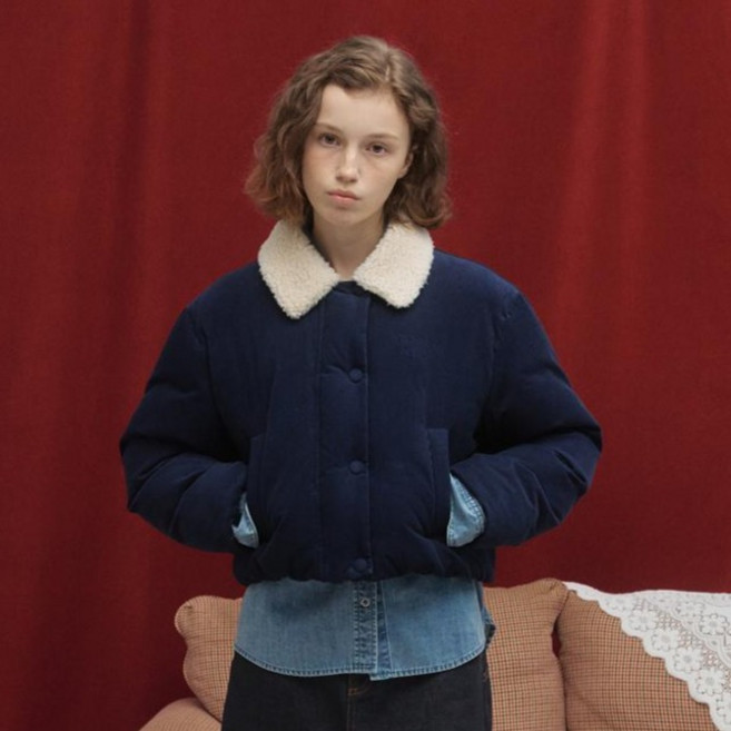 커버낫우먼 여성용 카라 코듀로이 숏 다운 자켓