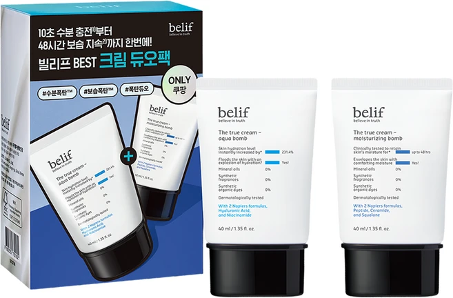 빌리프 더 트루 크림 아쿠아 밤 40ml + 모이스춰라이징 밤 40ml 듀오 기획 세트, 1세트 - 쿠팡