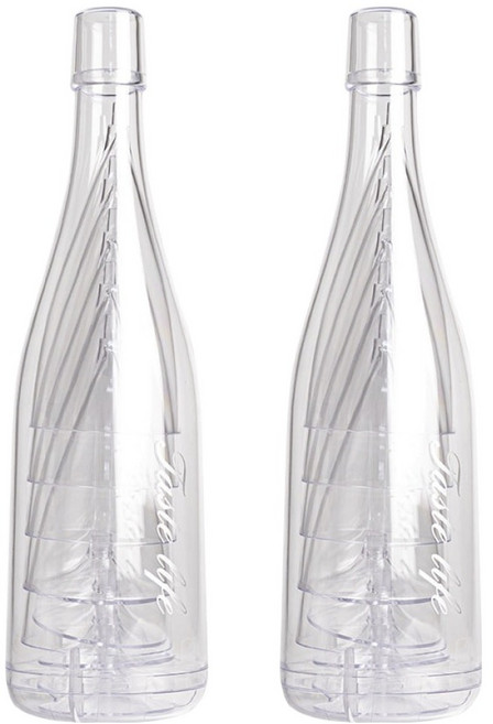 캠핑 피크닉 휴대용 플라스틱 와인잔 10p + 투명보틀 2p 세트, 1세트