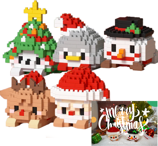 아트니즘 크리스마스 선물 나노 미니 블럭 코지크루 5종 + 엽서 세트, 혼합색상, 1세트