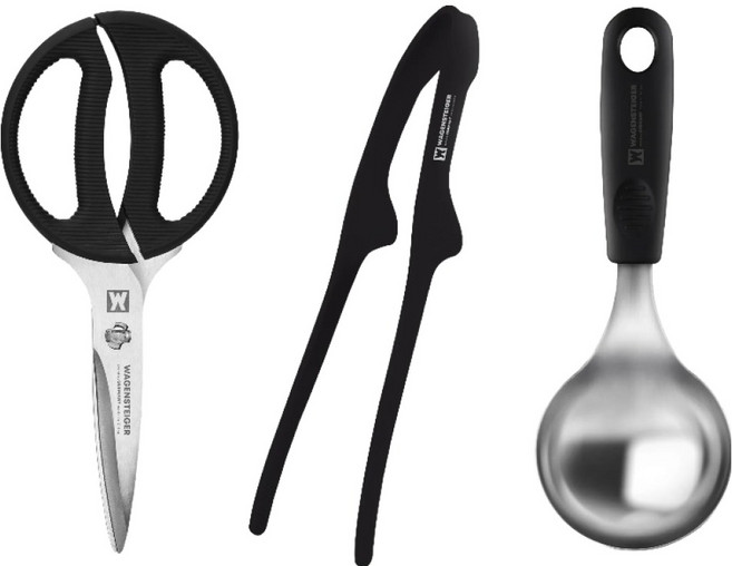 바겐슈타이거 컬러 조리도구 3종 세트, 블랙, 1세트, 가위 + 집게 + 레이들