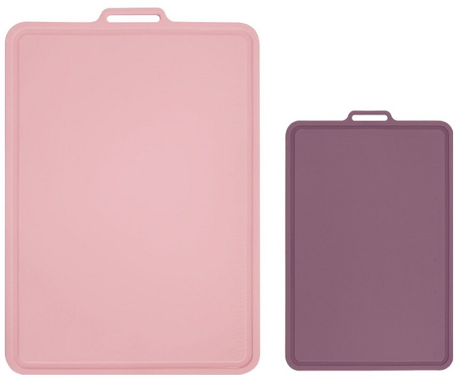 실리콘스토리 항균 실리콘 플래티넘 양면 도마 대 + 중 세트, 1세트, 파스텔핑크 + 바이올렛