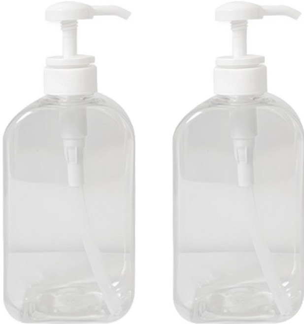 뉴앤룩 슬림형 디스펜서 주방세제 리필용기 핸드워시 젤타입 공병 500ml, 투명, 2개