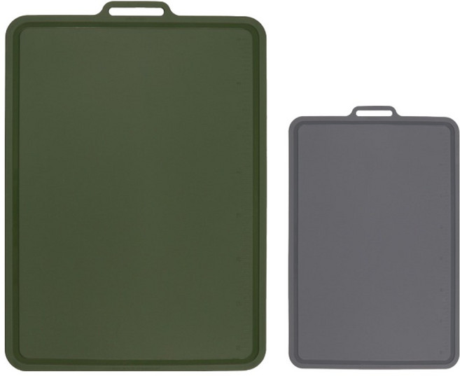 실리콘스토리 항균 실리콘 플래티넘 양면 도마 대 + 중 세트, 1세트, 올리브카키 + 차콜