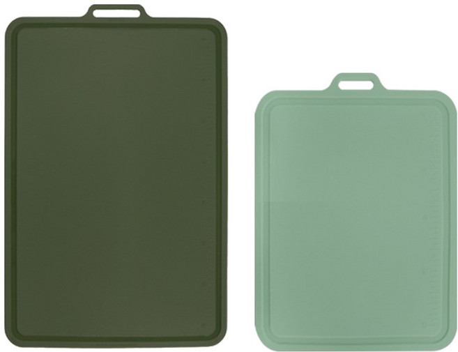 실리콘스토리 항균 실리콘 플래티넘 양면 도마 중 + 소 세트, 1세트, 올리브카키 + 민트