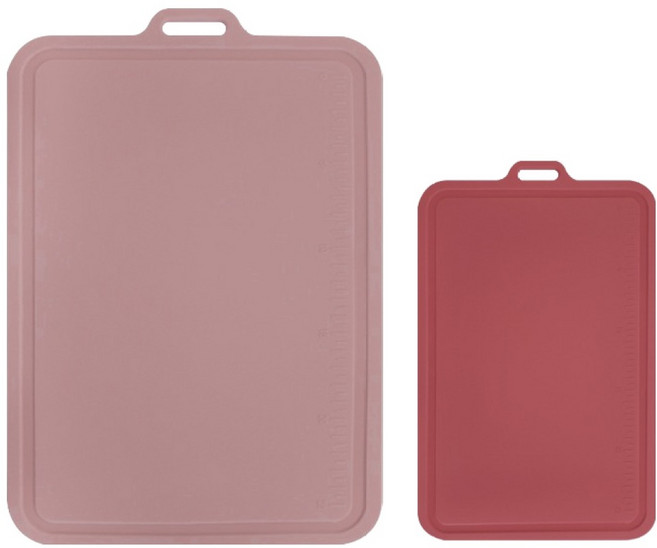실리콘스토리 항균 실리콘 플래티넘 양면 도마 대 + 중 세트, 1세트, 핑크 + 코랄레드