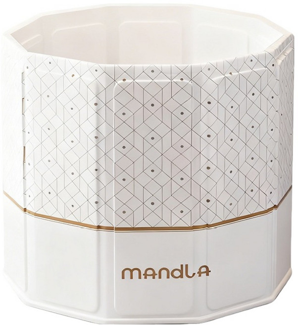 Reddot 紅點生活 免安裝便攜收納加厚摺疊泡澡桶, 菱紋白咖, 1個