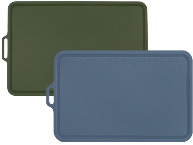 실리콘스토리 항균 실리콘 플래티넘 양면 도마 중형 2종 세트, 1세트, 도마 파스텔블루 + 올리브카키