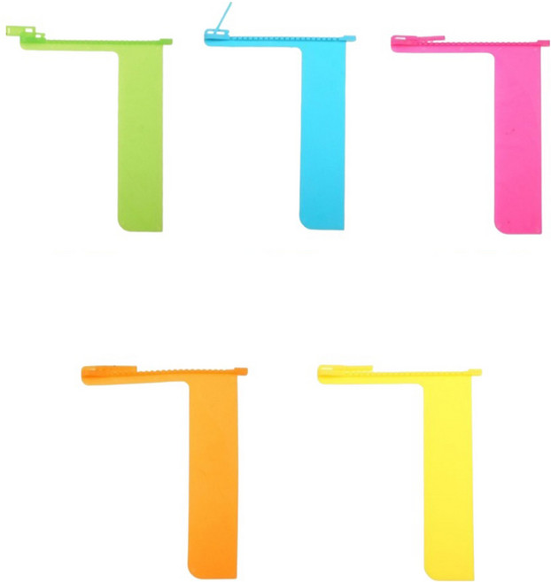 솔레르 보기가 편한 지퍼 북마크 책갈피 5종 세트, 1세트, 혼합색상