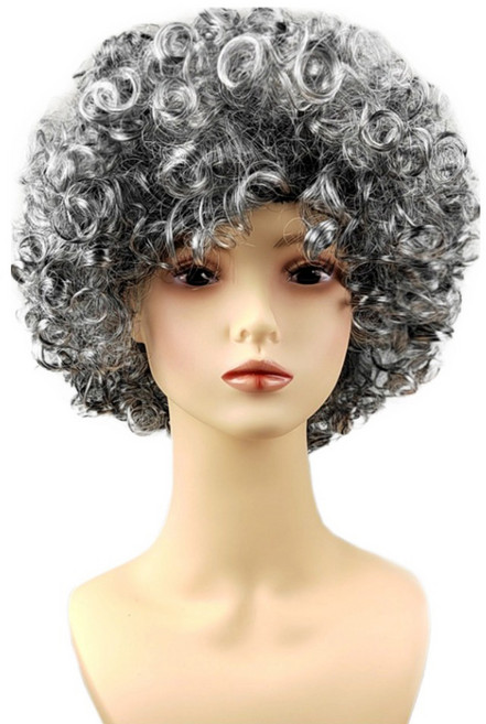 웃음 가득 할머니 뽀글머리 가발, 1개