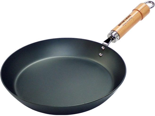 RIVER LIGHT 極 PREMIUM 不易生鏽無塗層窒化鐵極厚底平底鐵鍋/極鐵鍋 厚3.2mm 日本製, 26cm, 1個