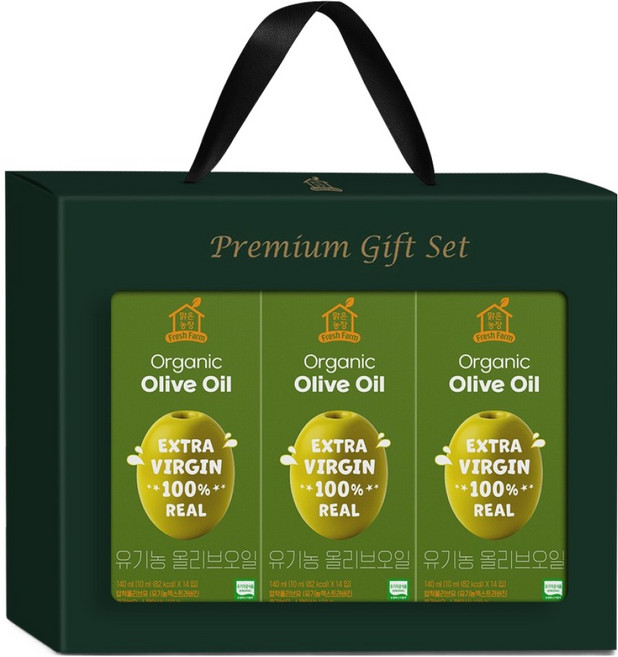 맑은농장 유기농 엑스트라버진 올리브오일 선물 140ml x 3p 세트, 1세트