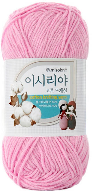 미소털실 이시리야 롱스테이플 순면 코튼 뜨개실, 1개, 4013핑크