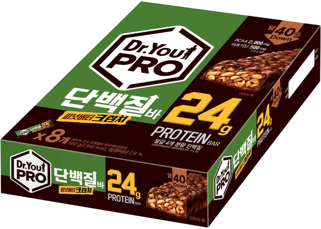 ORION 好麗友 Dr.You Pro 顆粒花生醬蛋白棒 8入, 560g, 1個