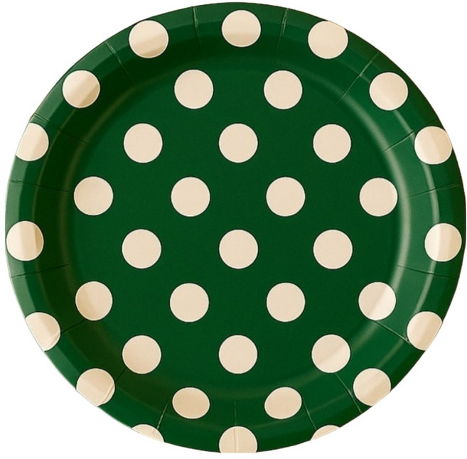 파티쇼 크리스마스 파티 홈데코 도트접시 그린 18cm, 3개, 6개입