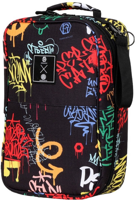 PERSIANCAT Bukuro Honma 聯名塗鴉圖案鞋袋, 黑色, 1個