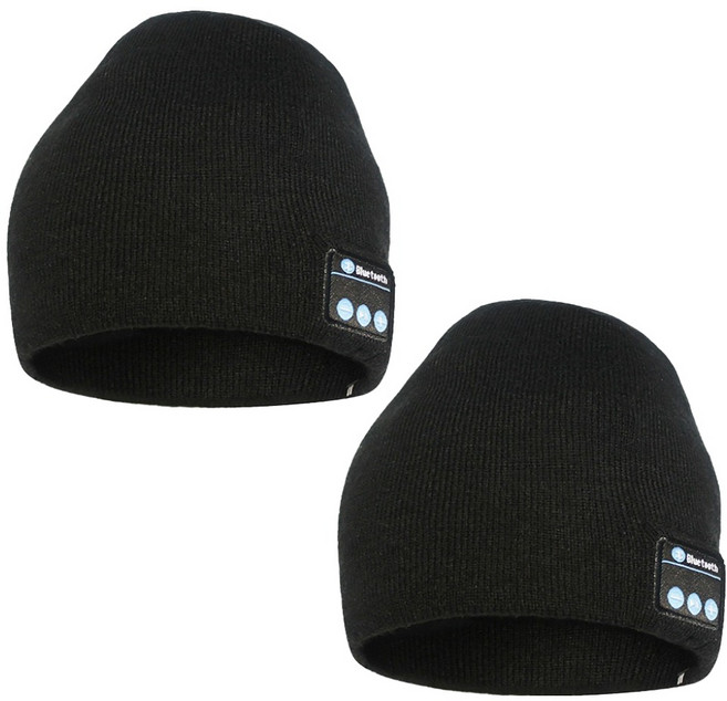 블랙벅 스포츠 블루투스 니트 비니, 블랙+블랙, 2개