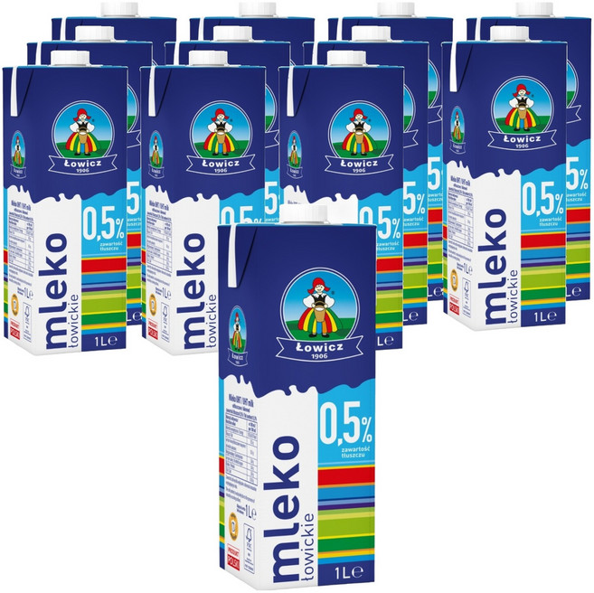 워비츠 로위키 멸균우유 0.5%, 12개, 1L