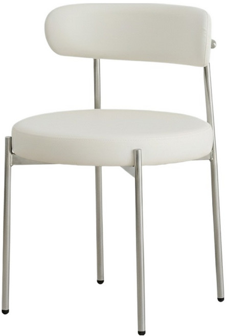 VICFUS 비엔나 인테리어 디자인 카페 식탁 의자 PU, 실버 + 화이트, 1개