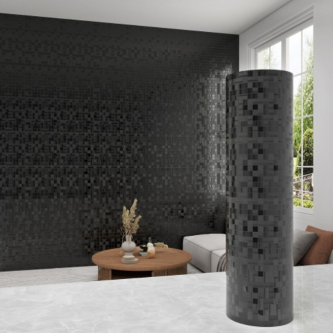 은희마법 럭셔리 인테리어 셀프 자체접착 메탈릭 벽지, 블랙 모자이크