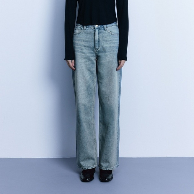 게스 여성용 M톤 쿨터치 틴워싱 와이드배럴 면 데님 팬츠 OP2D5925MBL29