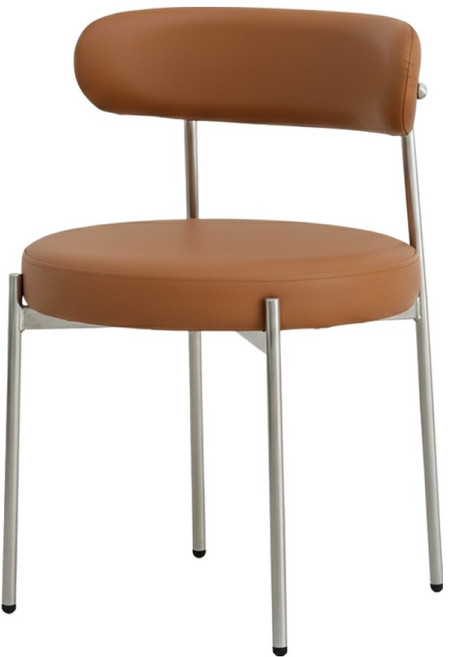 VICFUS 비엔나 인테리어 디자인 카페 식탁 의자 PU, 실버 + 브라운, 1개