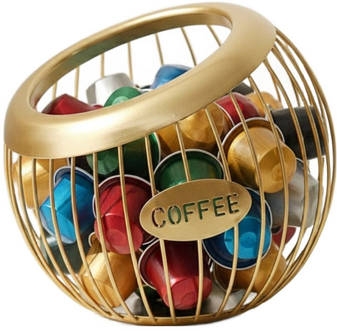 Lovel B 多用途收納籃 咖啡膠囊收納盒, 金色, 1個