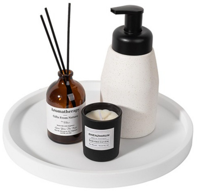 더플로우커머스 원형 실리콘 데스크 트레이 다용도 테이블 정리함 2p, 화이트