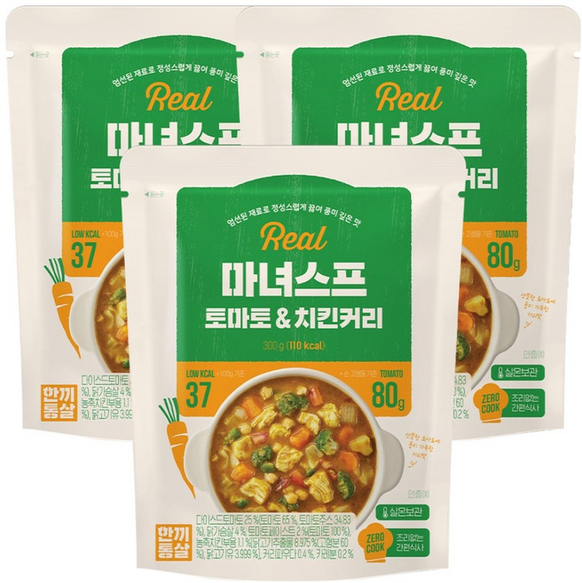 한끼통살 실온 마녀스프 토마토 & 치킨커리, 3개, 300g
