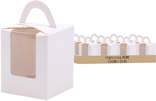 Highching 高精 開窗蛋糕盒 單格, 白色, 100個