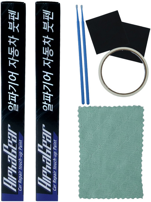 알파기어 현대 FHM 하이퍼메탈릭 페인트 붓펜 투명붓펜 마스킹 테이프 세척용 타올 사포 2p 미세붓펜 2p, 혼합색상, 1세트