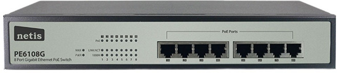 netis 8埠 Giga FULL PoE 交換式集線器, PE6108G, 1個
