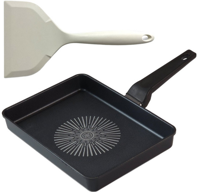 벨로비 오로라 골드 사각 후라이팬 + 실리콘 뒤집개 아이보리 세트, 1세트, 27cm