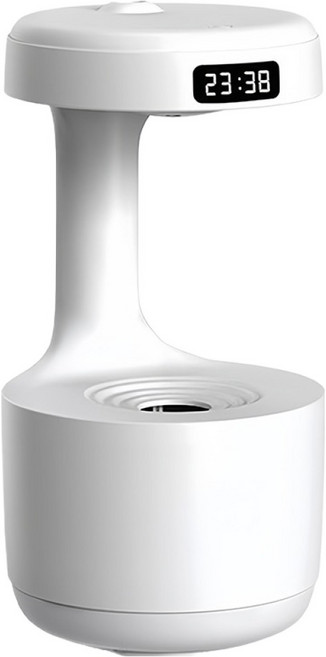 TLYS-J 反重力水滴加濕器 智能數顯靜音香氛機 細密噴霧水氧機 擴香機 香薰機, 白色, LZ599