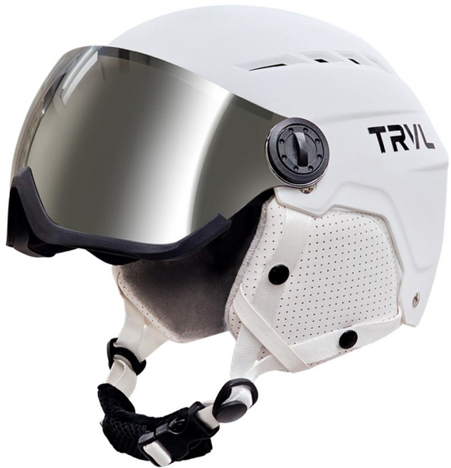 트레벨로 니비어스 스노우 보드 스키 고글 일체형 헬멧, 매트 화이트, 1개