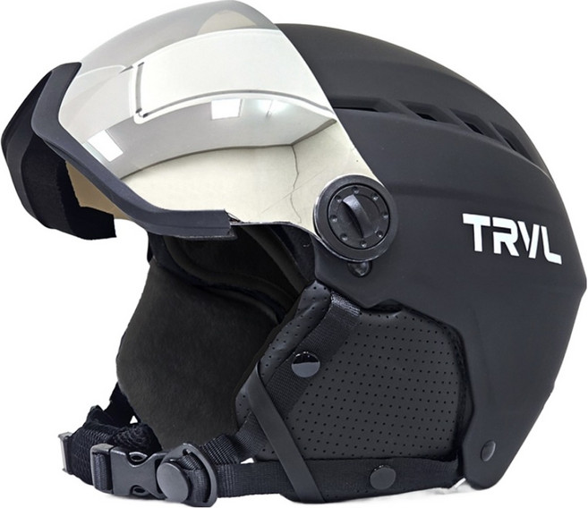 트레벨로 니비어스 스노우 보드 스키 고글 일체형 헬멧, 매트 블랙, 1개