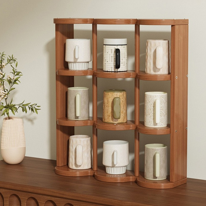 로이 원목 머그컵 진열선반 9칸, 1개