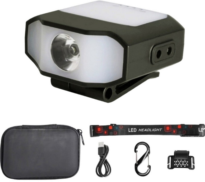 999피싱 캠핑 낚시 LED 충전식 모션센서 메모리기능 헤드랜턴, 블랙, 1개