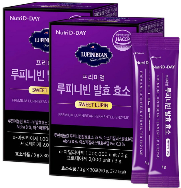 뉴트리디데이 프리미엄 루피니빈 발효 효소 30p, 90g, 2개